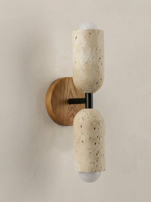 Firosa | Eiken travertine wandlamp