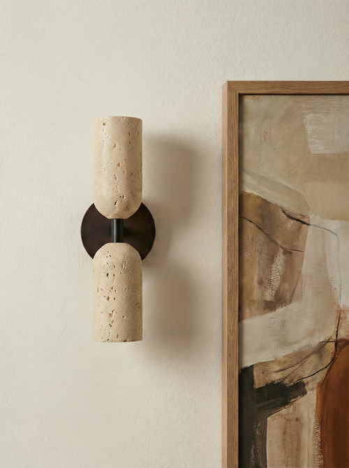 Firosa | Noten travertine wandlamp
