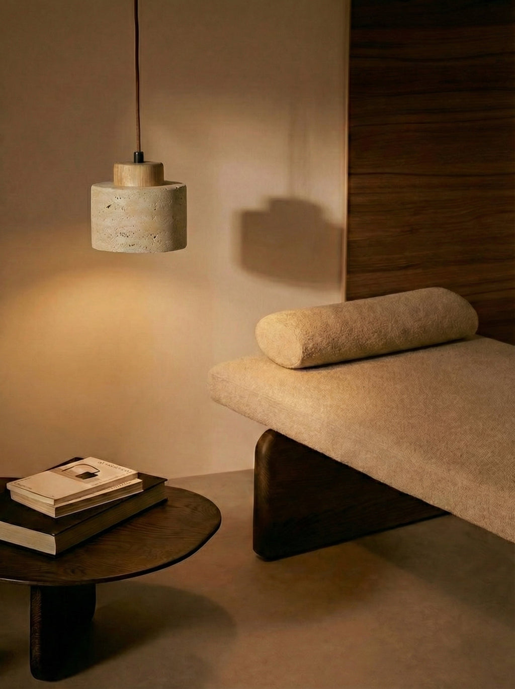 Mirella - Travertine hanglamp eiken medium
